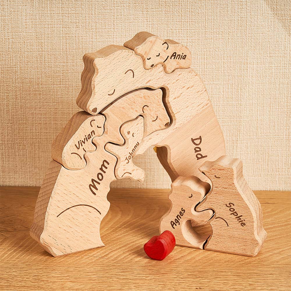 Custom Names Wooden Bears Family Puzzle Gift for Family