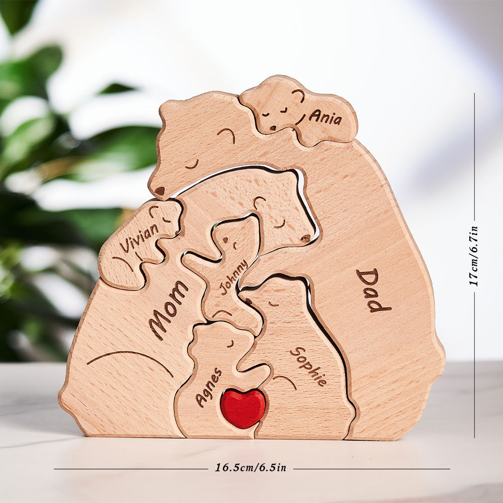 Custom Names Wooden Bears Family Puzzle Gift for Family