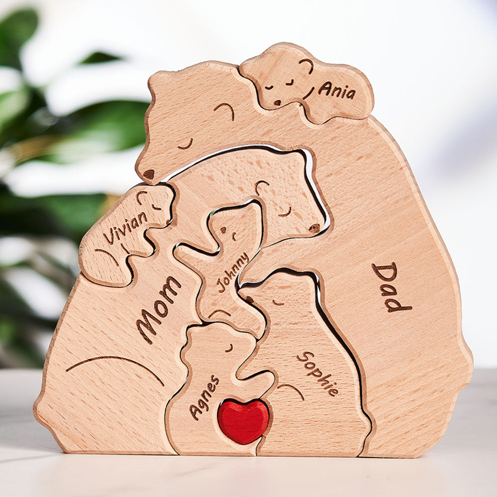 Custom Names Wooden Bears Family Puzzle Gift for Family