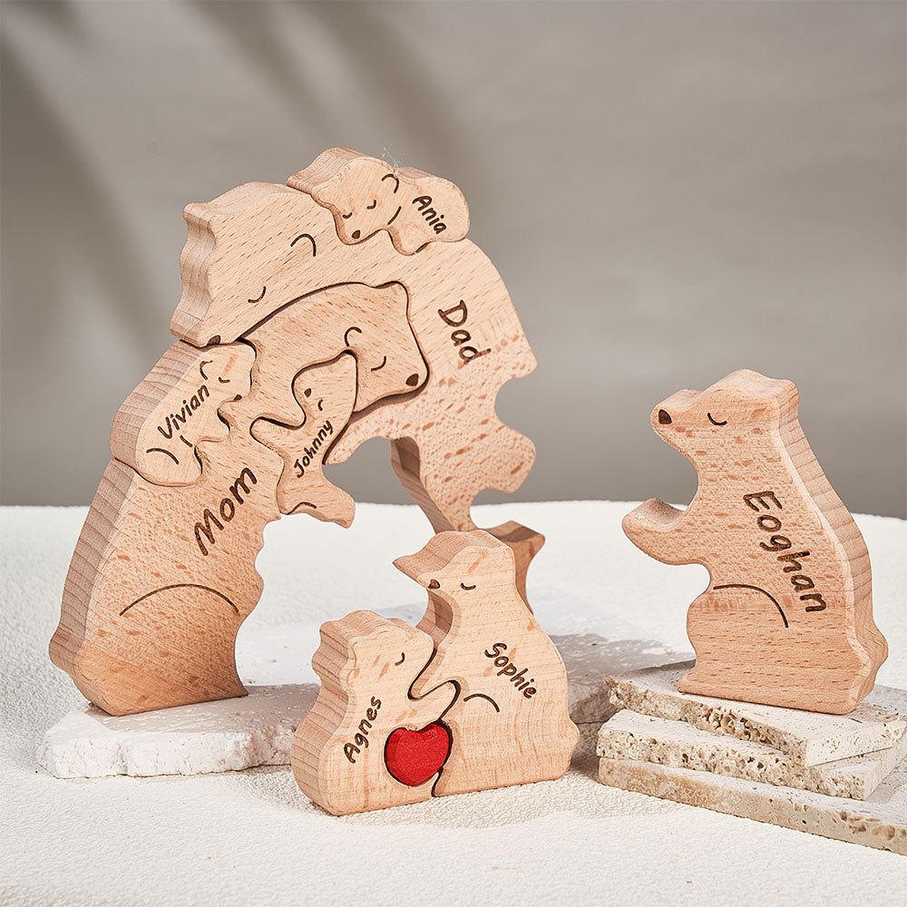 Custom Names Wooden Bears Family Puzzle Gift for Family