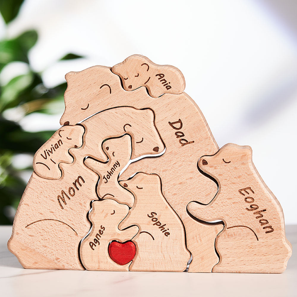 Custom Names Wooden Bears Family Puzzle Gift for Family