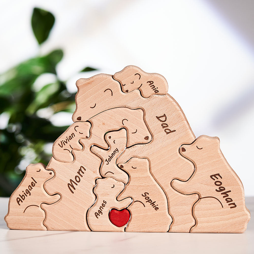 Custom Names Wooden Bears Family Puzzle Gift for Family