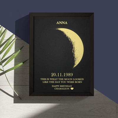 Custom Moon Phase and Names Wooden Frame with Your Text Custom Birthday Art Frame Best Gift for Birthday