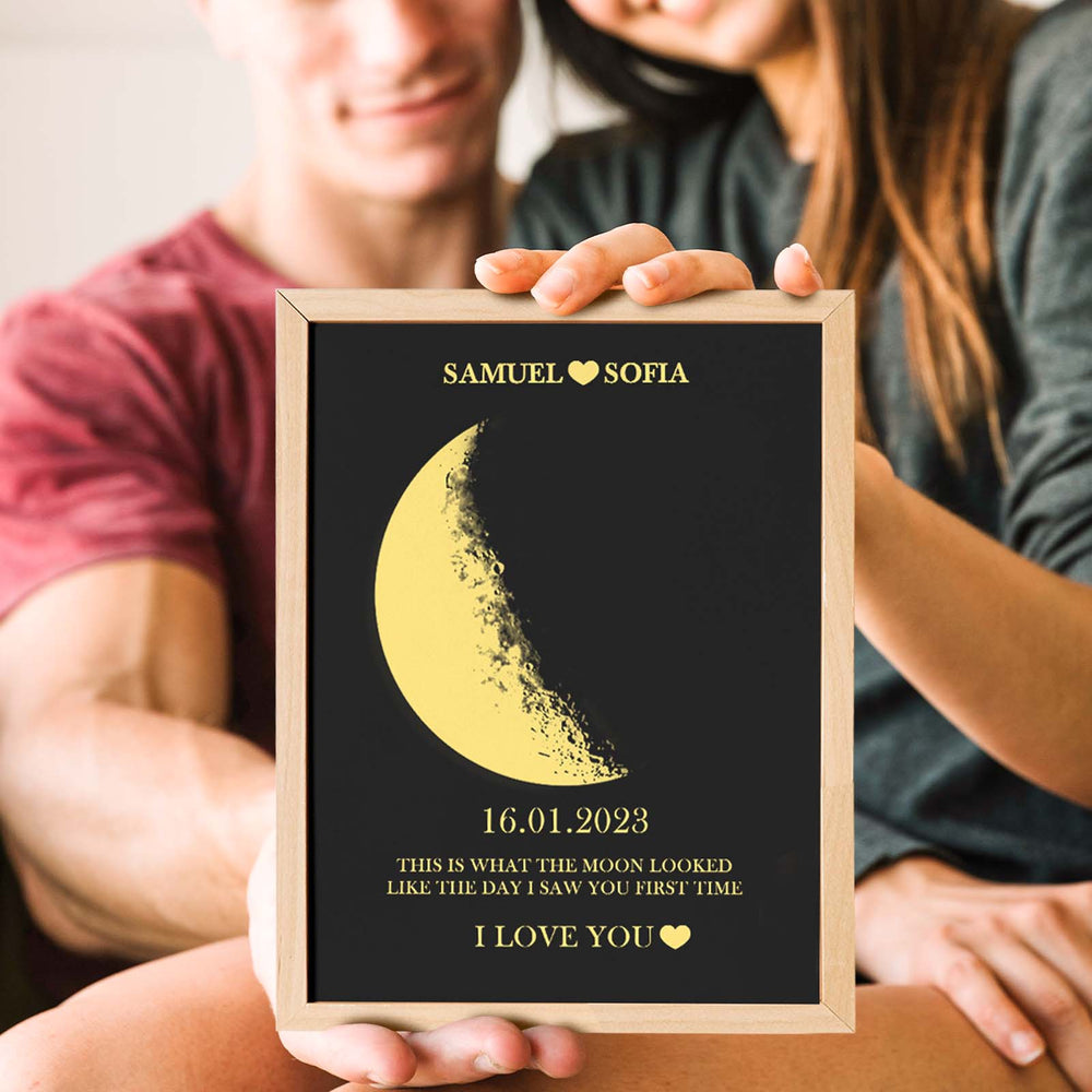 Custom Moon Phase Frame Wall Decor Wooden Lunar Print Art Frame