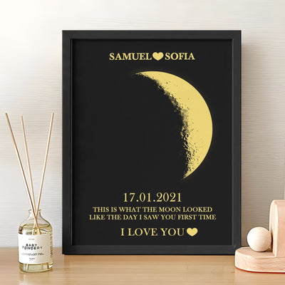 Custom Moon Phase Frame, Night Sky By Date, Personalized Lunar Phase Gift