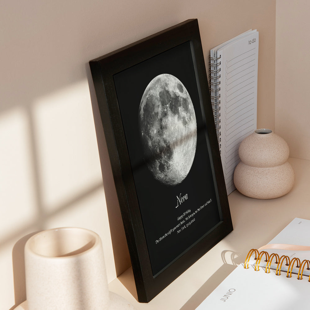 Custom Moon Phase Wooden Frame with Personalized Name and Text