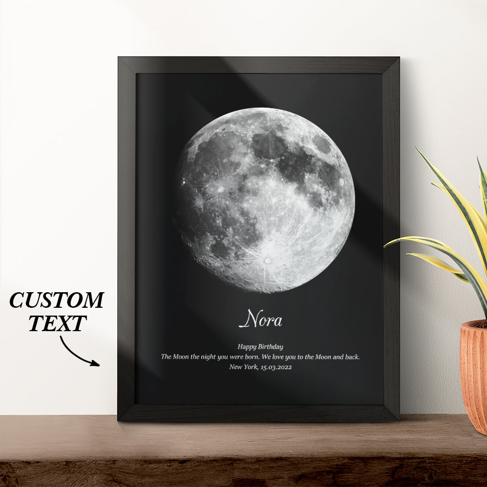 Custom Moon Phase Wooden Frame with Personalized Name and Text