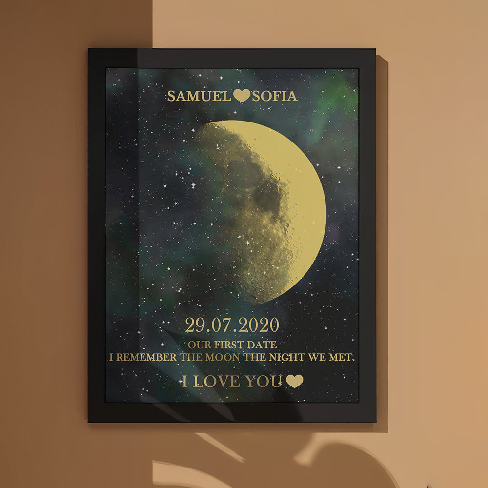 Custom Moon Phase Gold Print Frame Gifts for Birthday and Anniversary