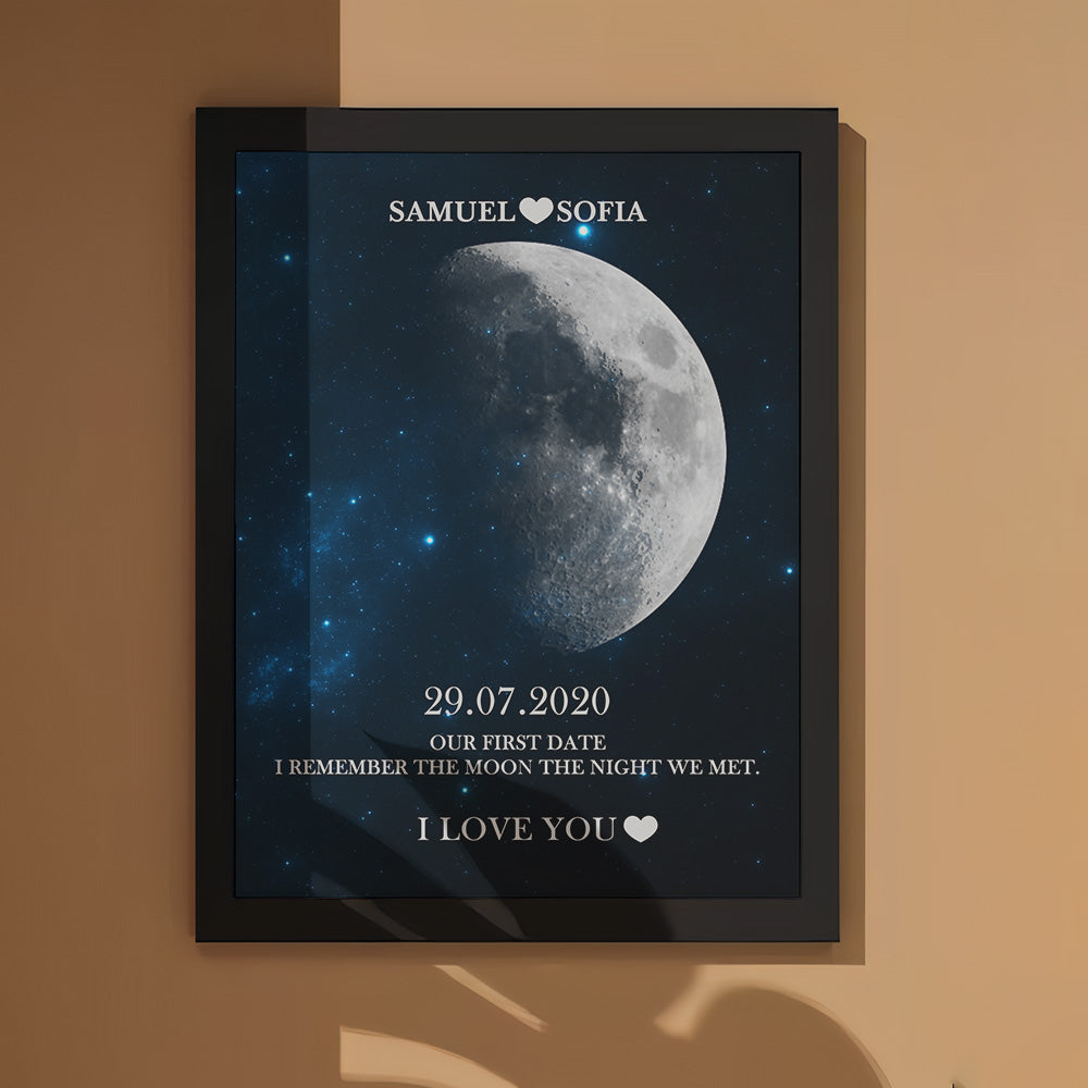 Custom Moon Phase Print Frame Anniversary Gifts for Her