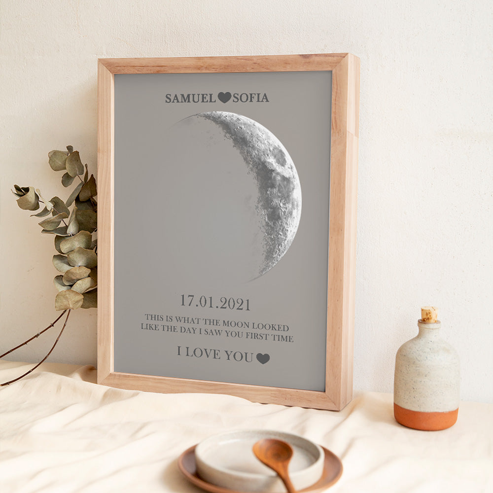 Custom Moon Phase Print Frame Anniversary Gifts for Her