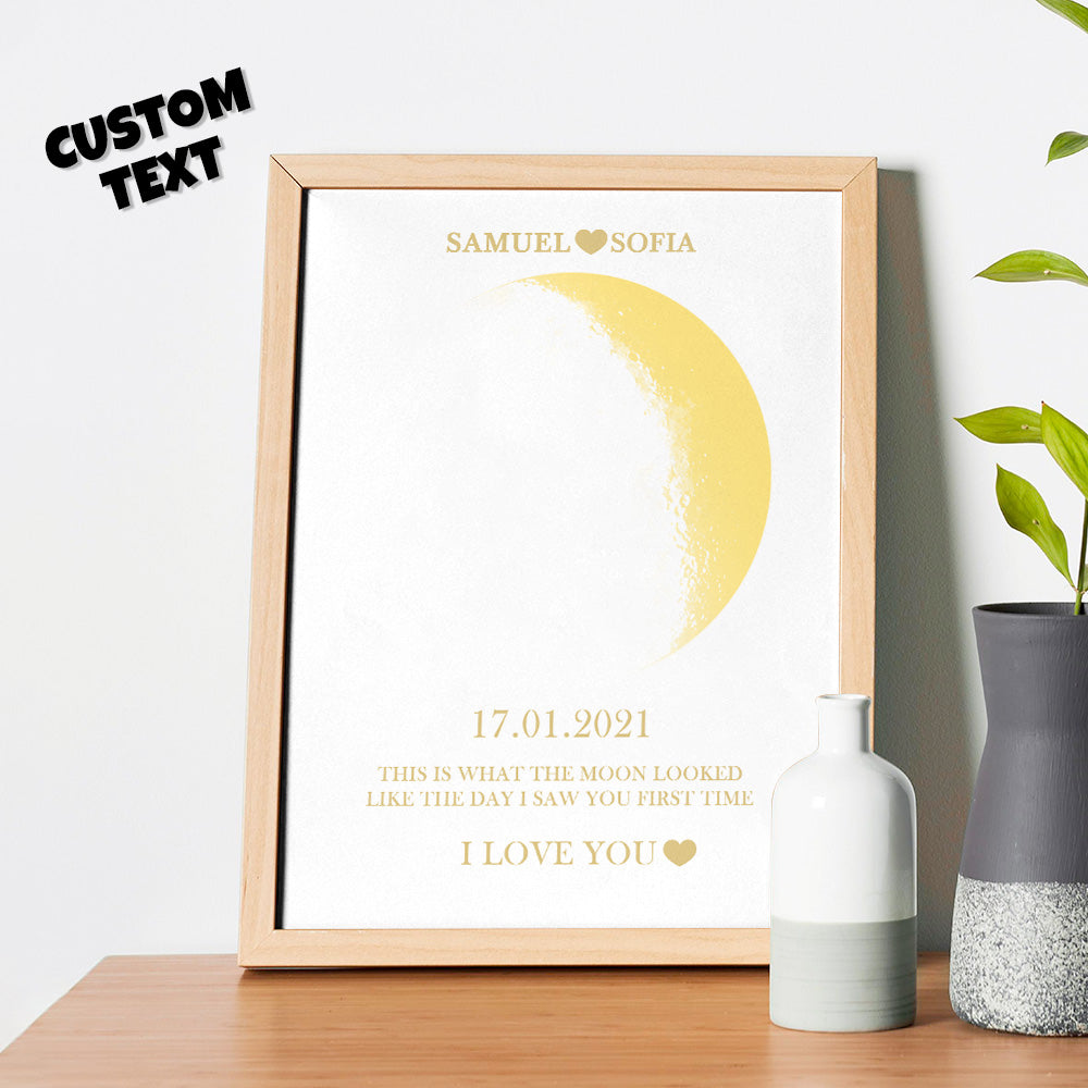 Custom Moon Phase Gold Print Frame Gifts for Birthday and Anniversary