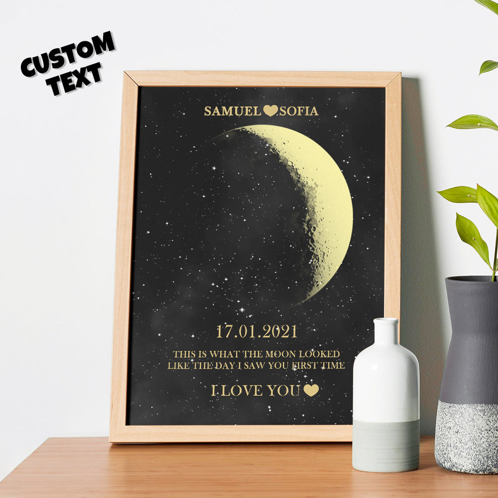 Custom Moon Phase Gold Print Frame Gifts for Birthday and Anniversary