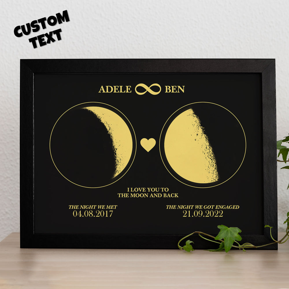 Custom Moon Phase Custom Couple Art Frame 2 Moon Phases Design