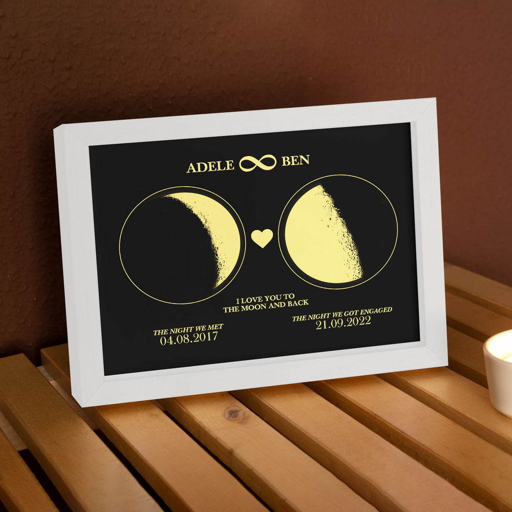 Custom Moon Phase Custom Couple Art Frame 2 Moon Phases Design