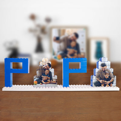 Personalized Papa Photo Building Brick Puzzles Photo Block Father's Day Gifts - mysiliconefoodbag