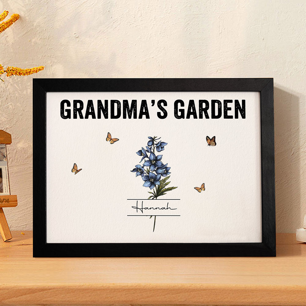 Custom Birth Month Flowers Garden With Grandkids Names Personalized Wooden Photo Frame Grandma's Garden Mother's Day Gifts