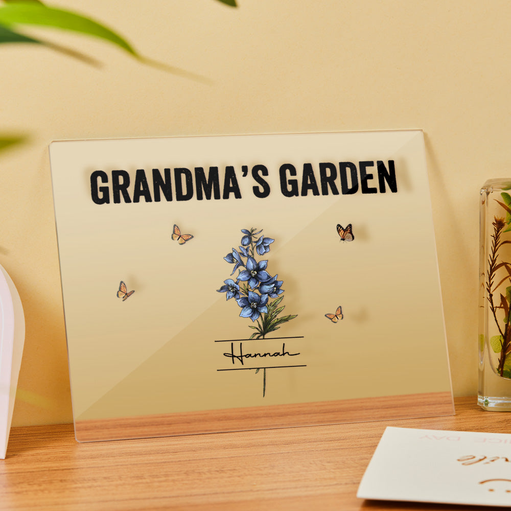 Custom Birth Flower Acrylic Plaque Grandma's Garden Love Gift