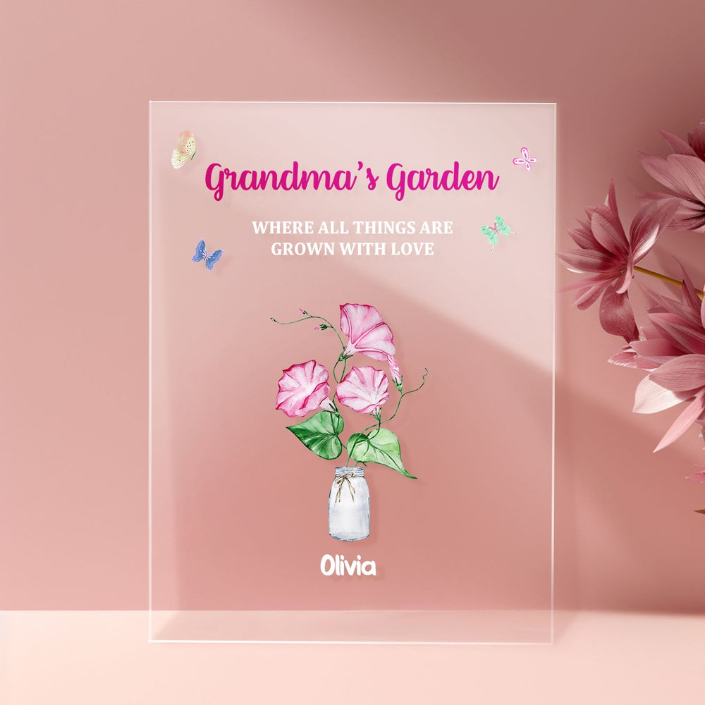 Custom Grandma's Garden Acrylic Plaque Where Things Are Grown With Love