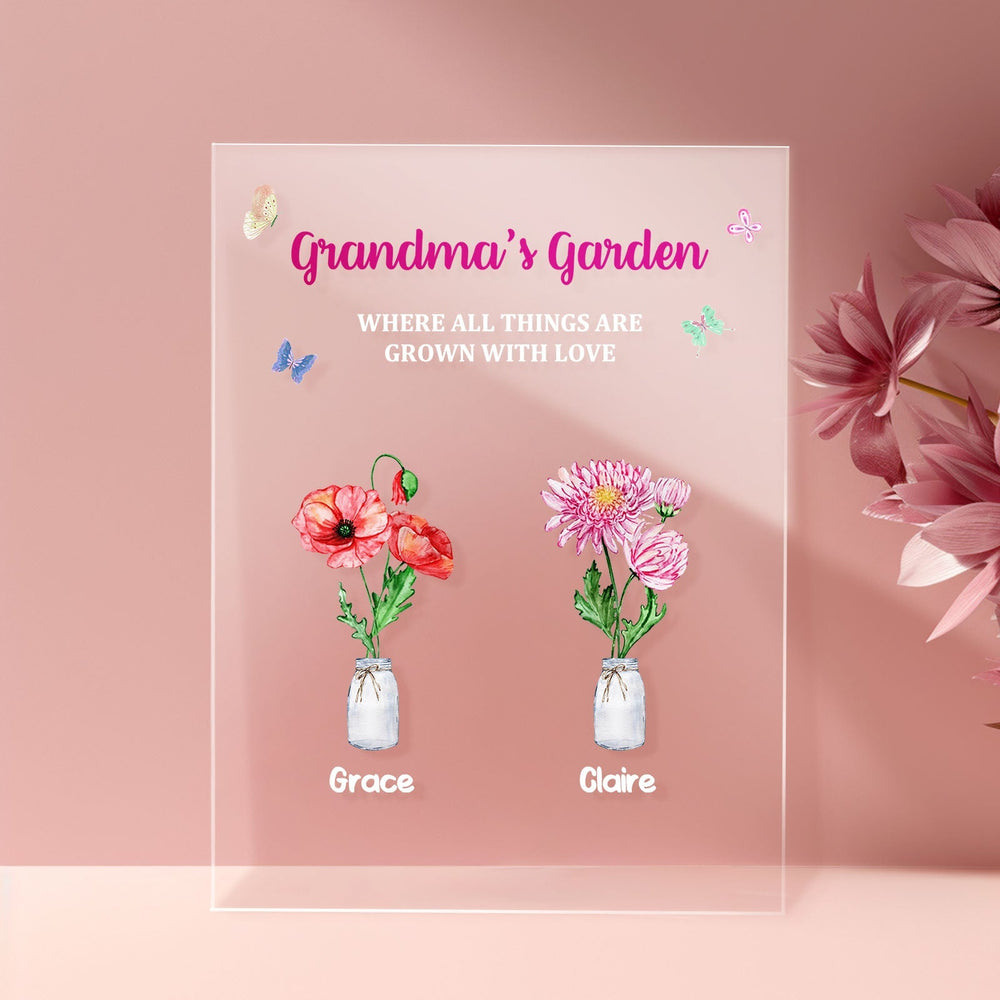 Custom Grandma's Garden Acrylic Plaque Where Things Are Grown With Love