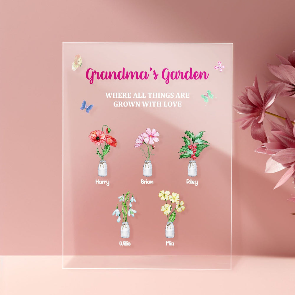 Custom Grandma's Garden Acrylic Plaque Where Things Are Grown With Love