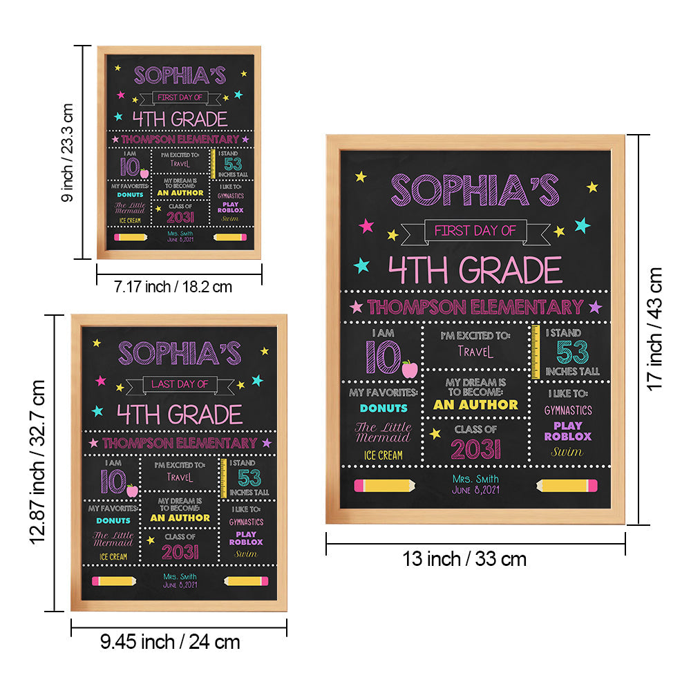 Personalized Back to School Sign First Day of School Sign Gift for Kids