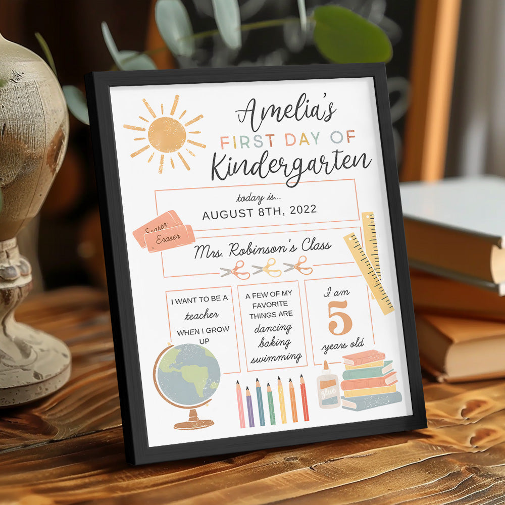 Personalized Back to School Sign First Day of School Sign Gifts for Kids