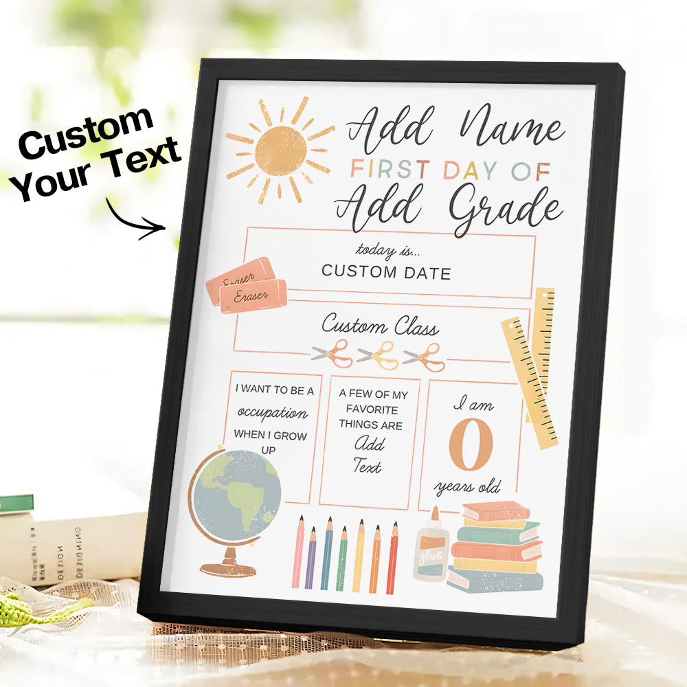 Personalized Back to School Sign First Day of School Sign Gifts for Kids