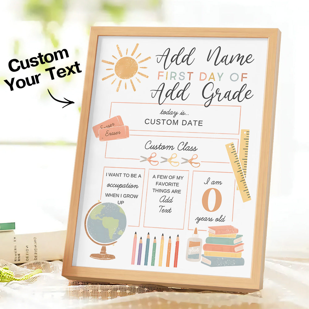 Personalized Back to School Sign First Day of School Sign Gifts for Kids