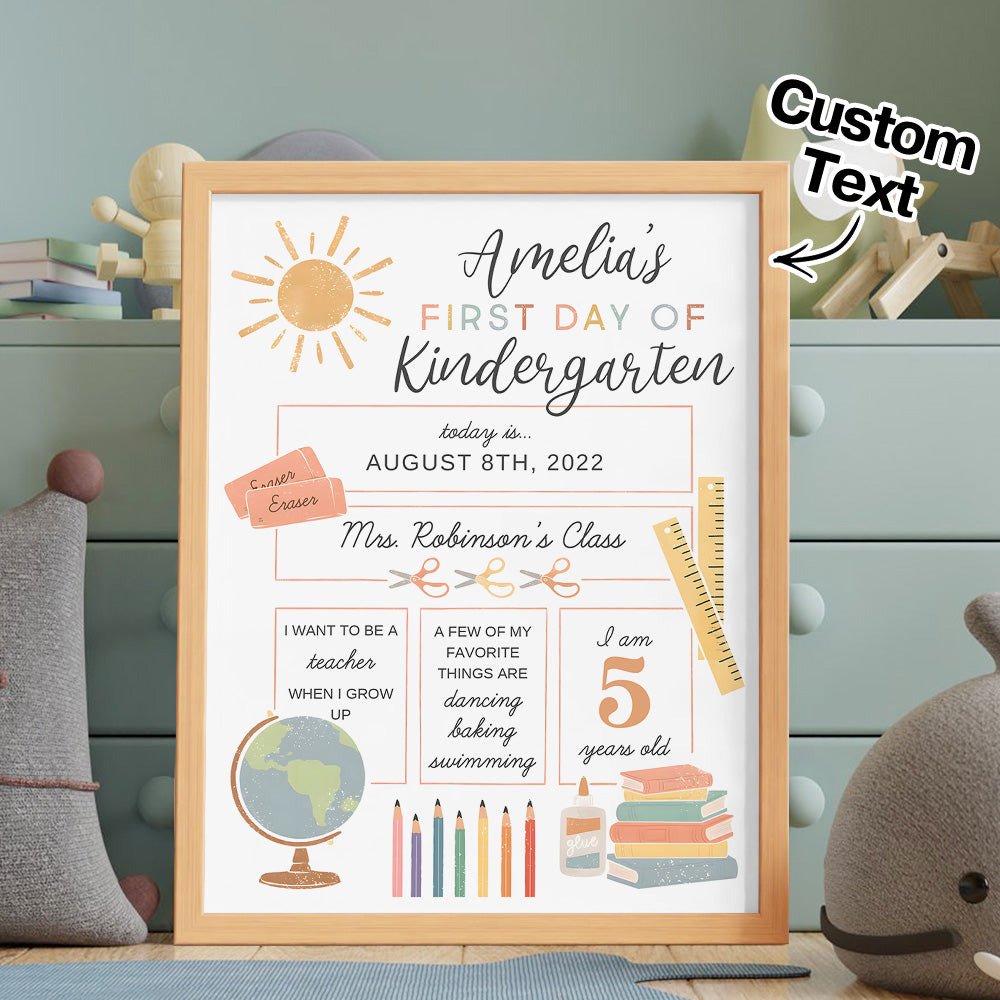 Personalized Back to School Sign First Day of School Sign Gifts for Kids