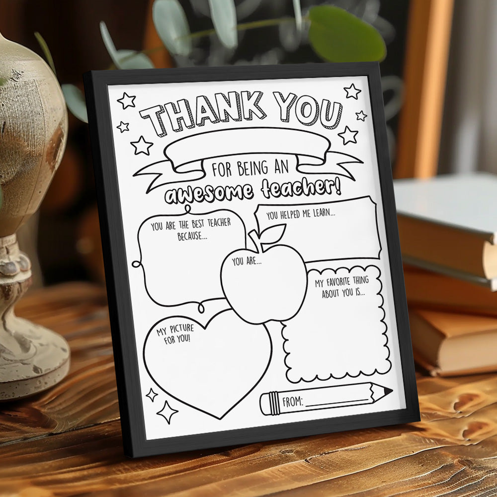 Back to School DIY Coloring Sign Teacher Appreciation Gifts