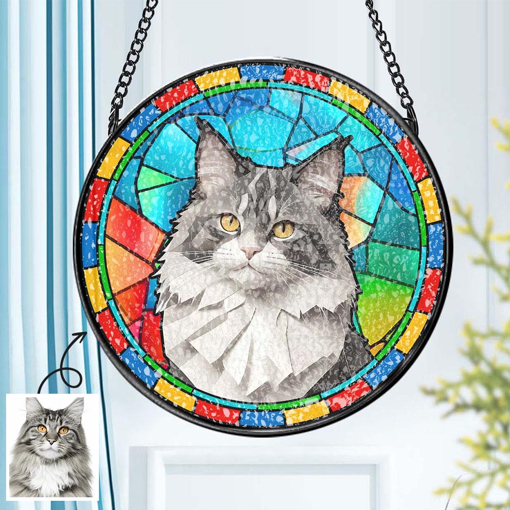 Custom Pet Stained Glass Suncatcher Pet Ornament Memorial Gifts for Pet Lovers