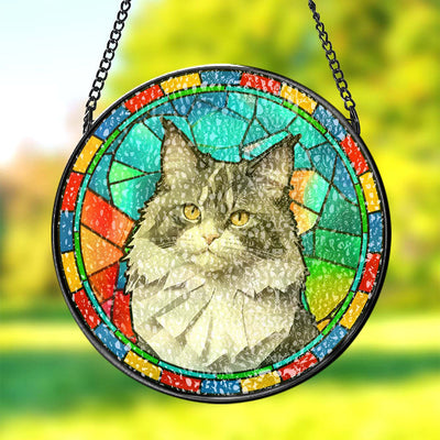 Custom Pet Stained Glass Suncatcher Pet Ornament Memorial Gifts for Pet Lovers