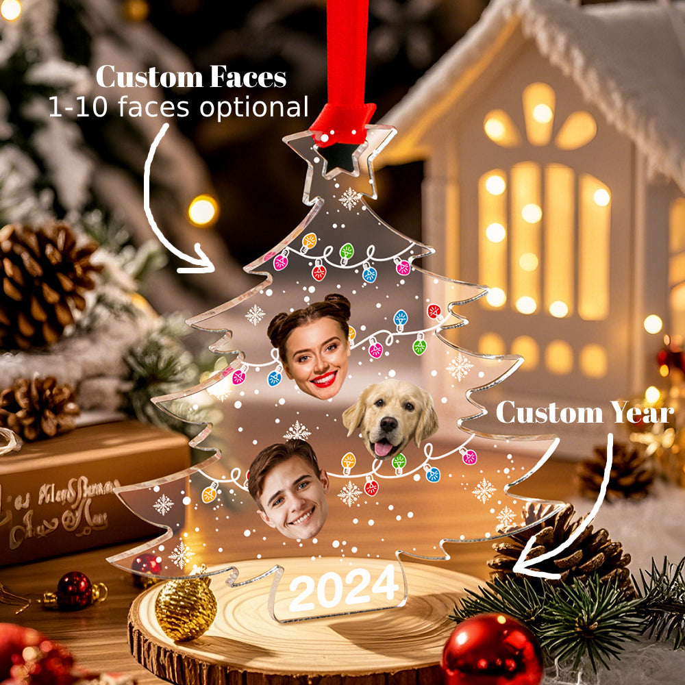 Personalized Photo Christmas Tree Family Ornament Funny Christmas Ornament Gift for Family