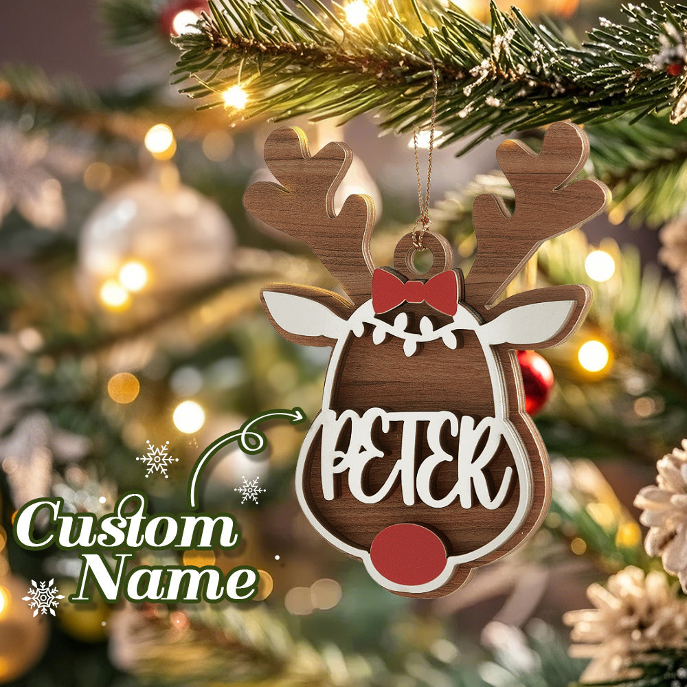 Personalized Reindeer Ornament with Name Christmas Tree Decorations Gift