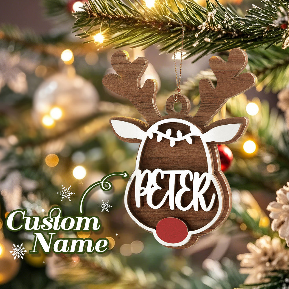 Personalized Reindeer Ornament with Name Christmas Tree Decorations Gift