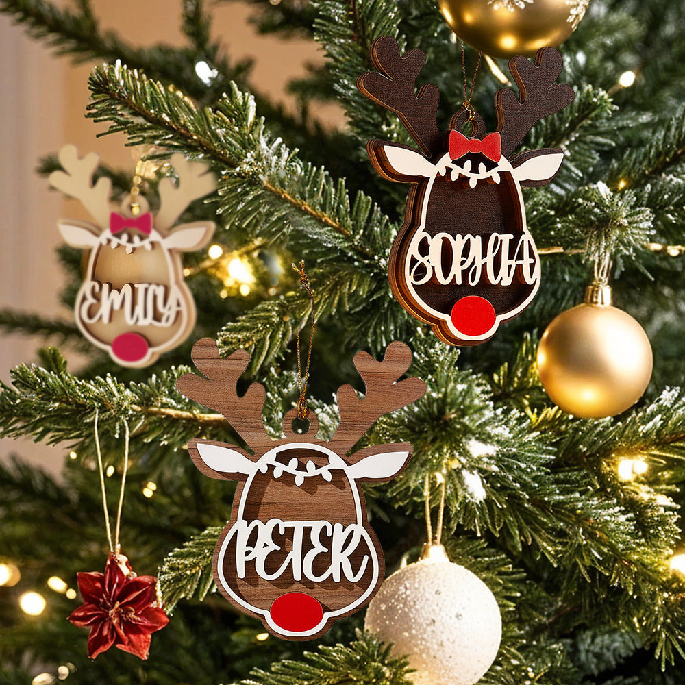 Personalized Reindeer Ornament with Name Christmas Tree Decorations Gift