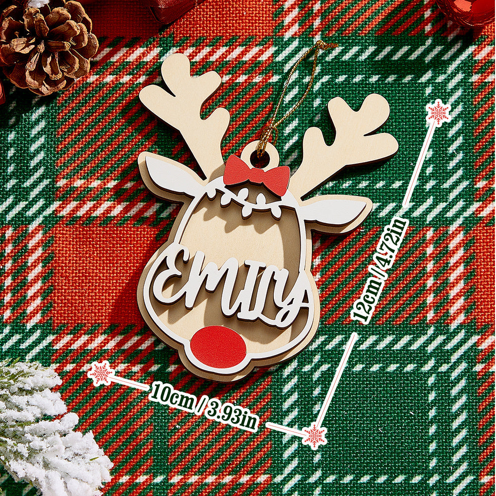 Personalized Reindeer Ornament with Name Christmas Tree Decorations Gift