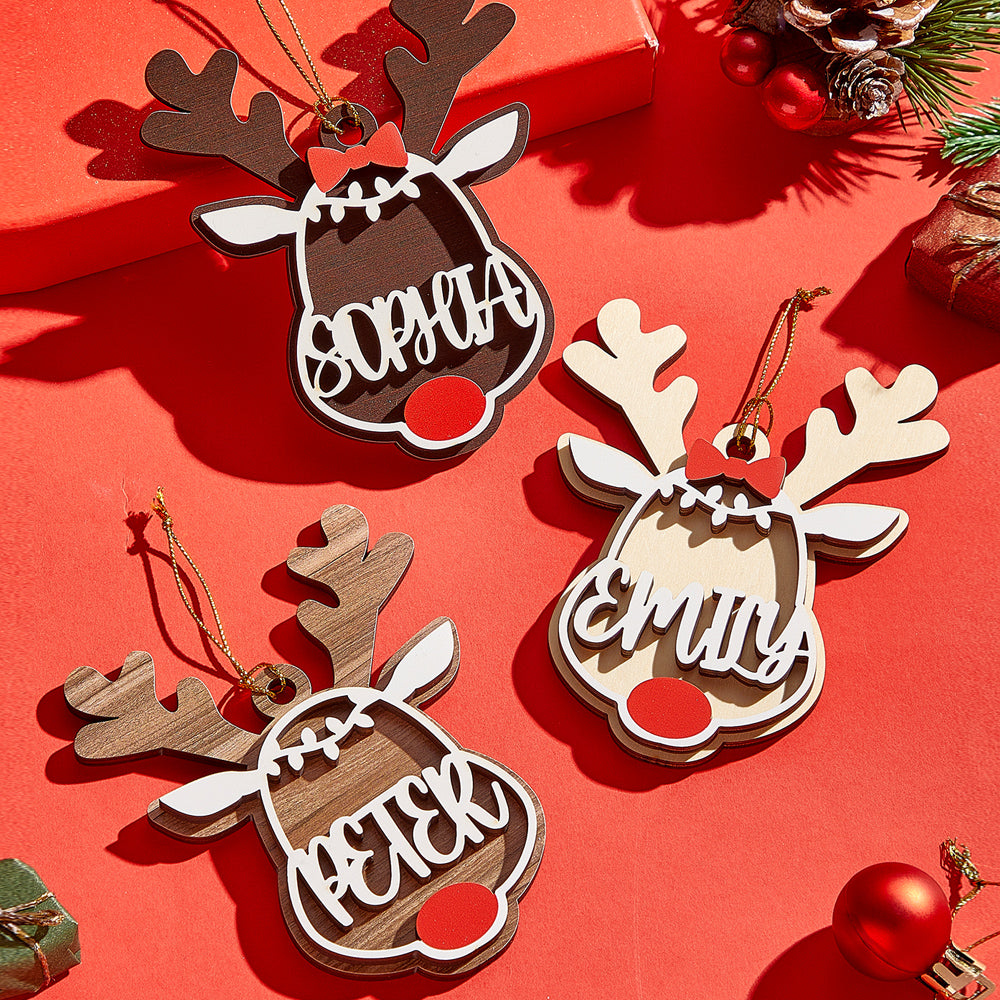 Personalized Reindeer Ornament with Name Christmas Tree Decorations Gift