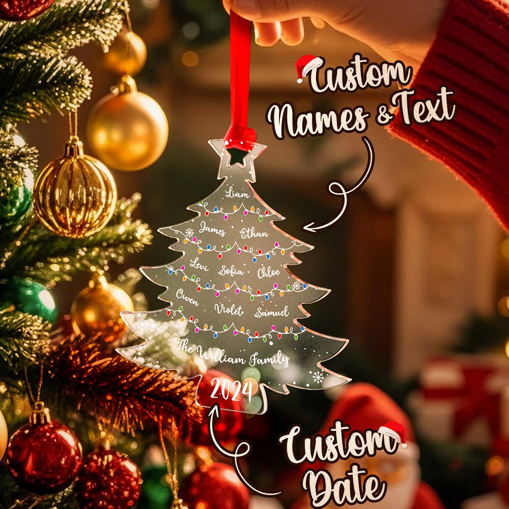 Personalized Christmas Tree Ornament with Family Names Acrylic Ornament for Christmas Gifts