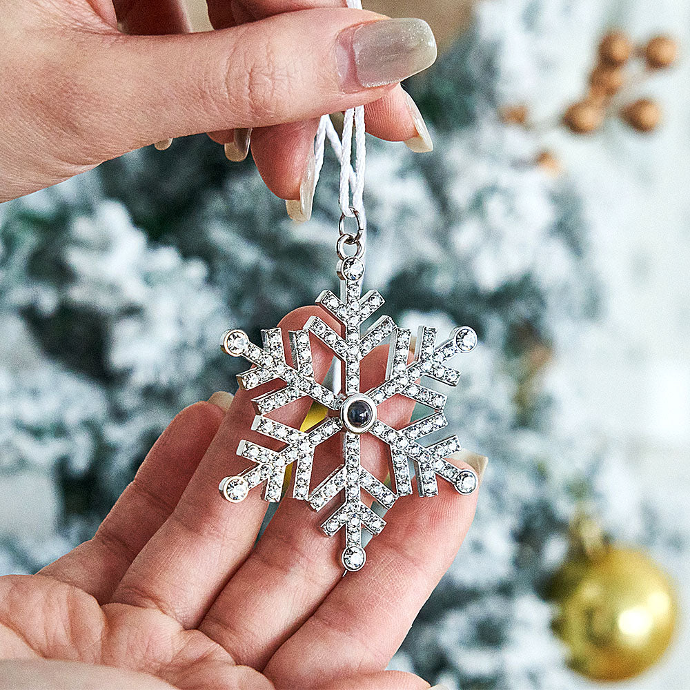 Custom Snowflake Christmas Ornament with Photo & Projection - Unique Personalized Gift