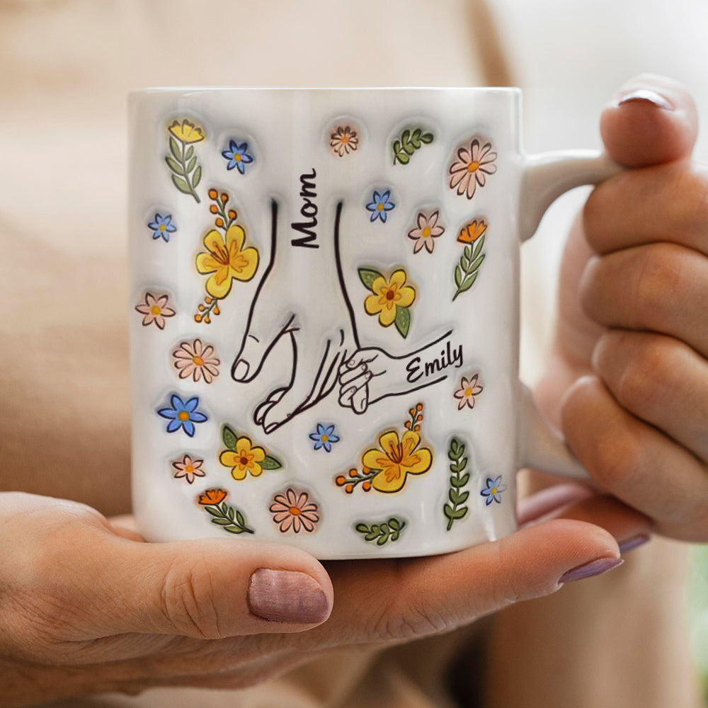 Personalized Holding Grandmas Hand 3D Inflated Effect Printed Mug