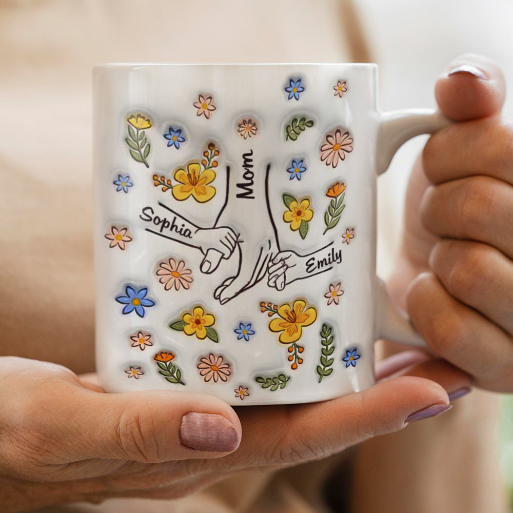 Personalized Holding Grandmas Hand 3D Inflated Effect Printed Mug