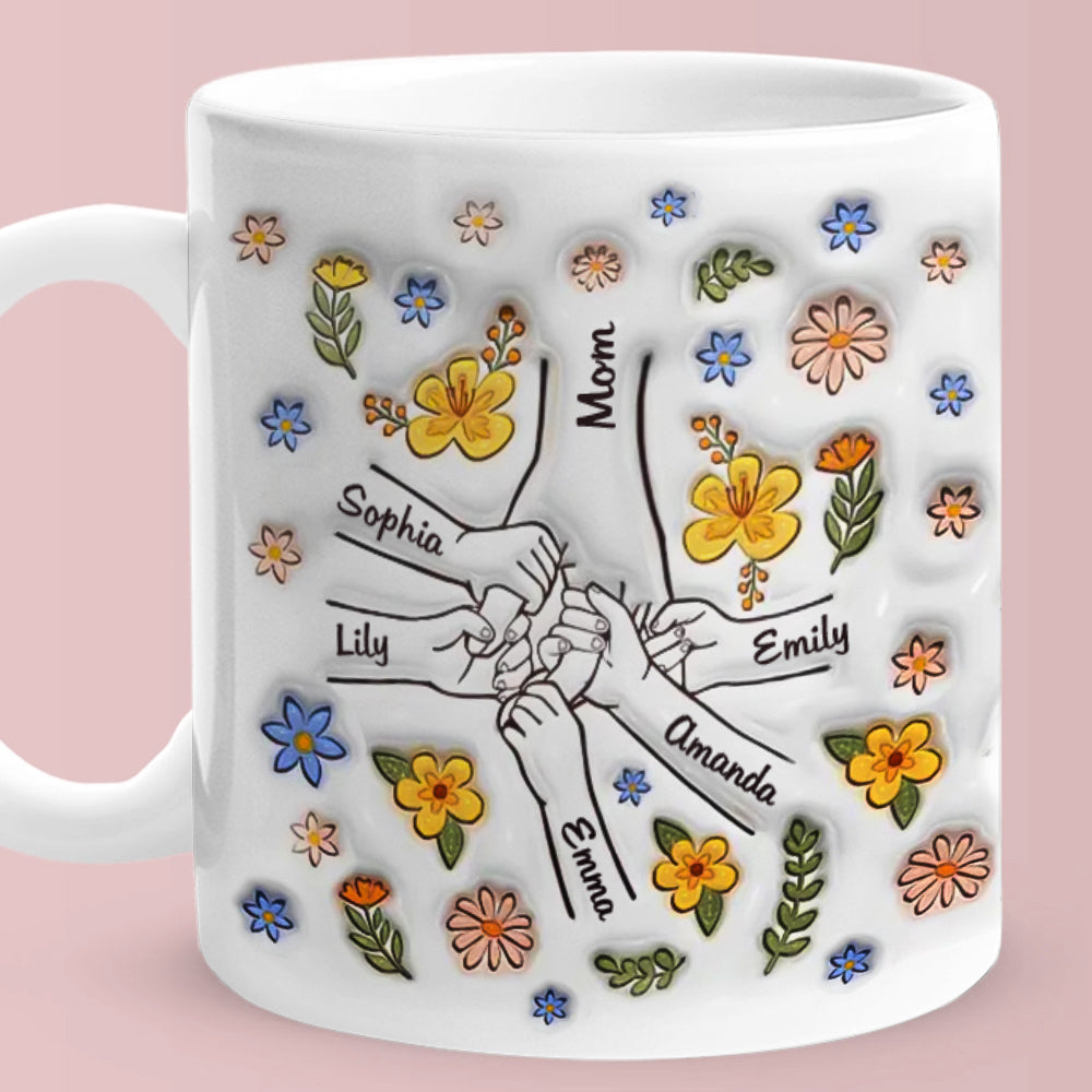 Personalized Holding Grandmas Hand 3D Inflated Effect Printed Mug