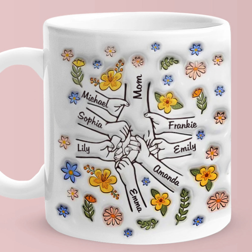 Personalized Holding Grandmas Hand 3D Inflated Effect Printed Mug