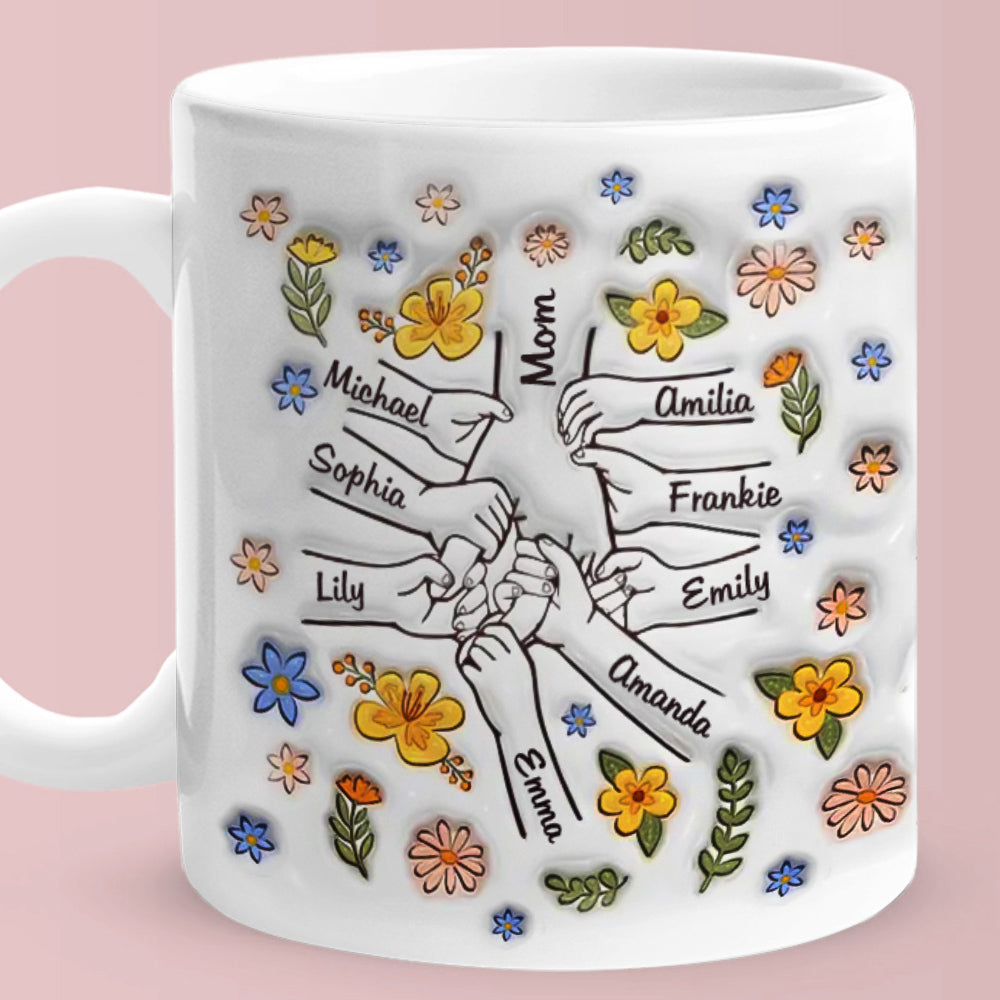 Personalized Holding Grandmas Hand 3D Inflated Effect Printed Mug