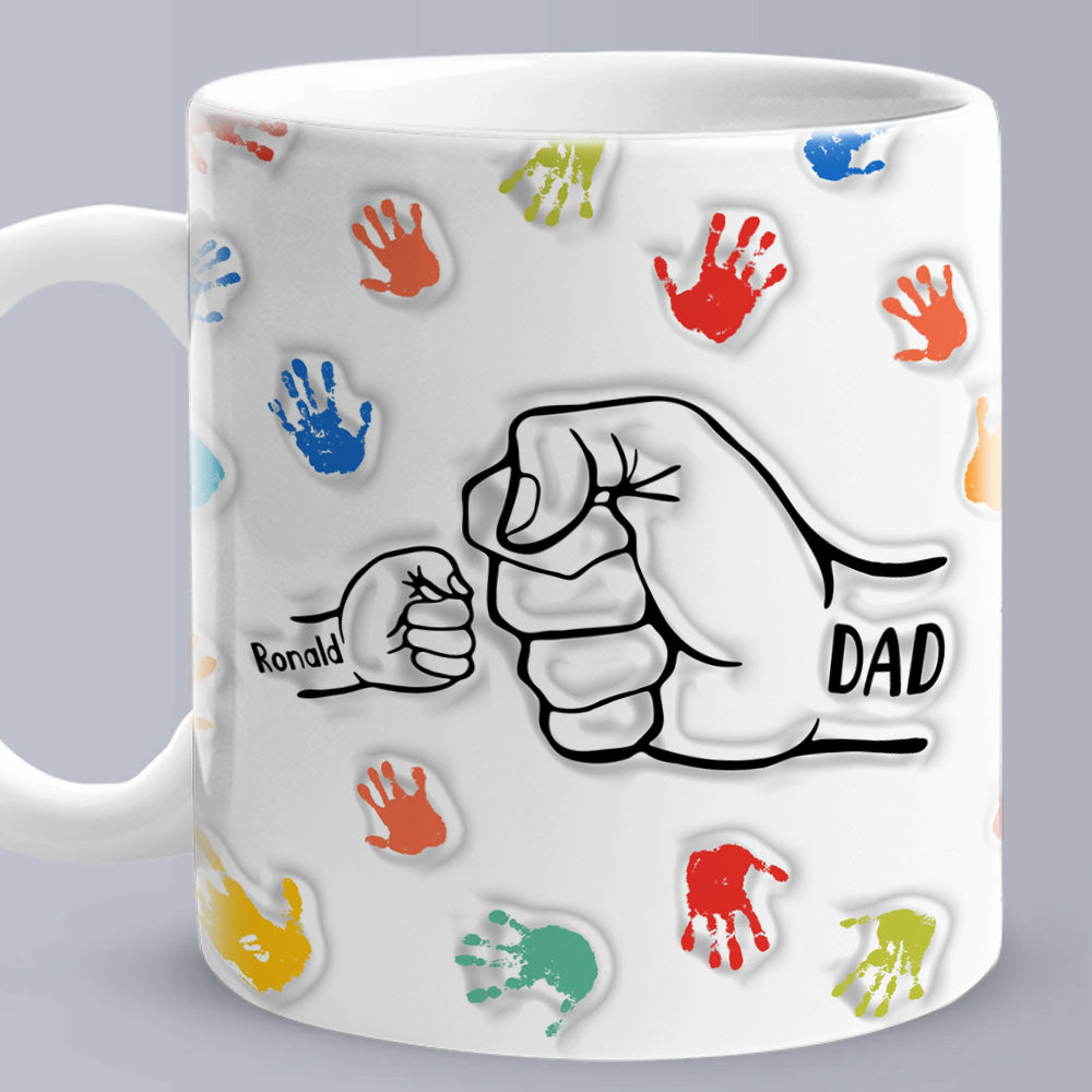 Personalized Custom Names 3D Inflated Effect Printed Mug Gift for Dad Grandpa