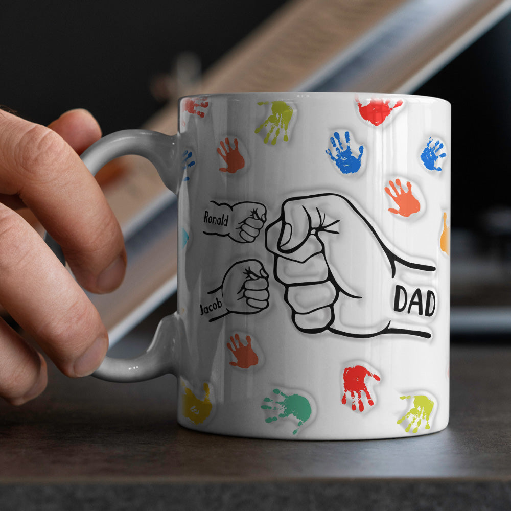 Personalized Custom Names 3D Inflated Effect Printed Mug Gift for Dad Grandpa