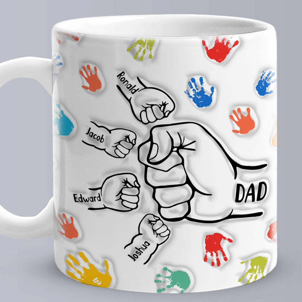 Personalized Custom Names 3D Inflated Effect Printed Mug Gift for Dad Grandpa