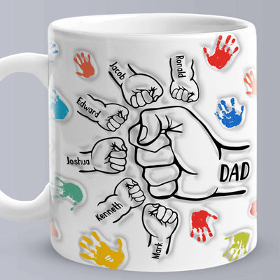 Personalized Custom Names 3D Inflated Effect Printed Mug Gift for Dad Grandpa - mysiliconefoodbag