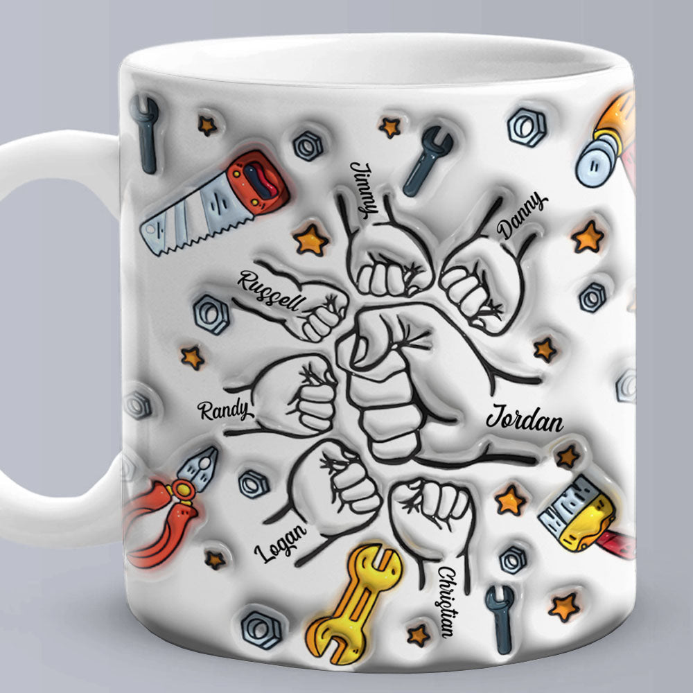 Personalized Names Custom 3D Inflated Effect Printed Mug 1-6 Kids Father's Day Gifts